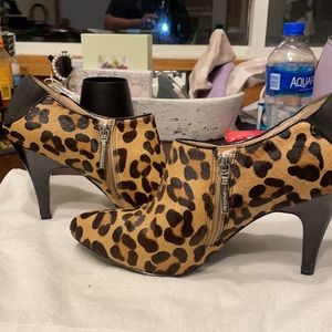 Calvin Klein animal print hair calf booties*** Flawed heel but has life still!